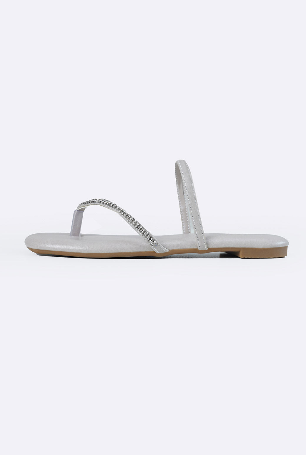 TAUPE SLIDE WITH CRYSTAL STRAP
