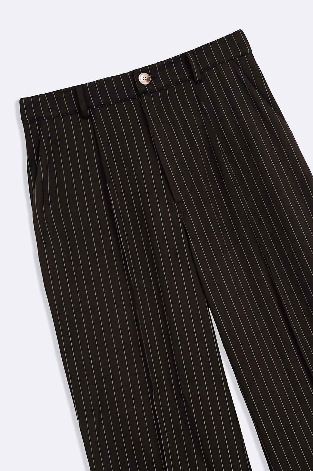 BLACK PINSTRIPE TAILORED PANTS
