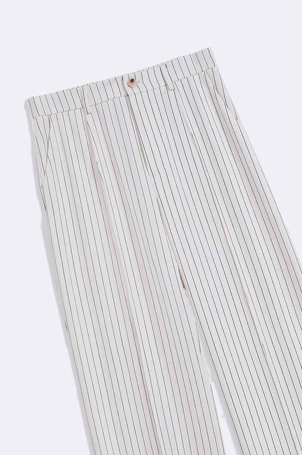 CREAM PINSTRIPE TAILORED PANTS