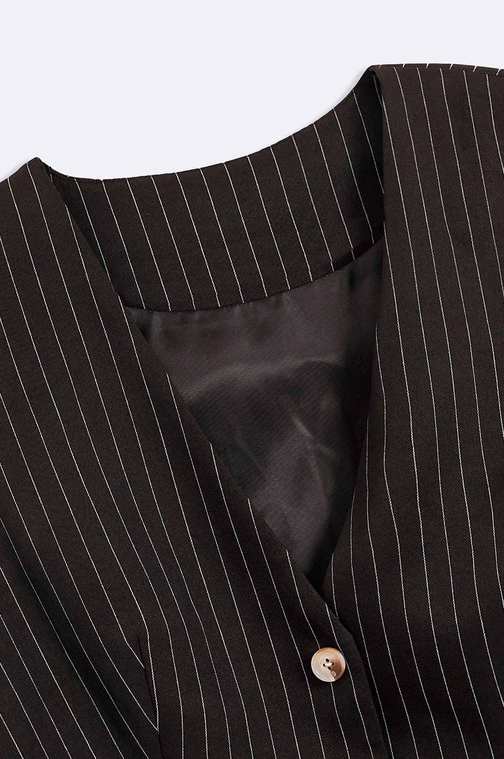 BLACK SHORT PINSTRIPE WAISTCOAT