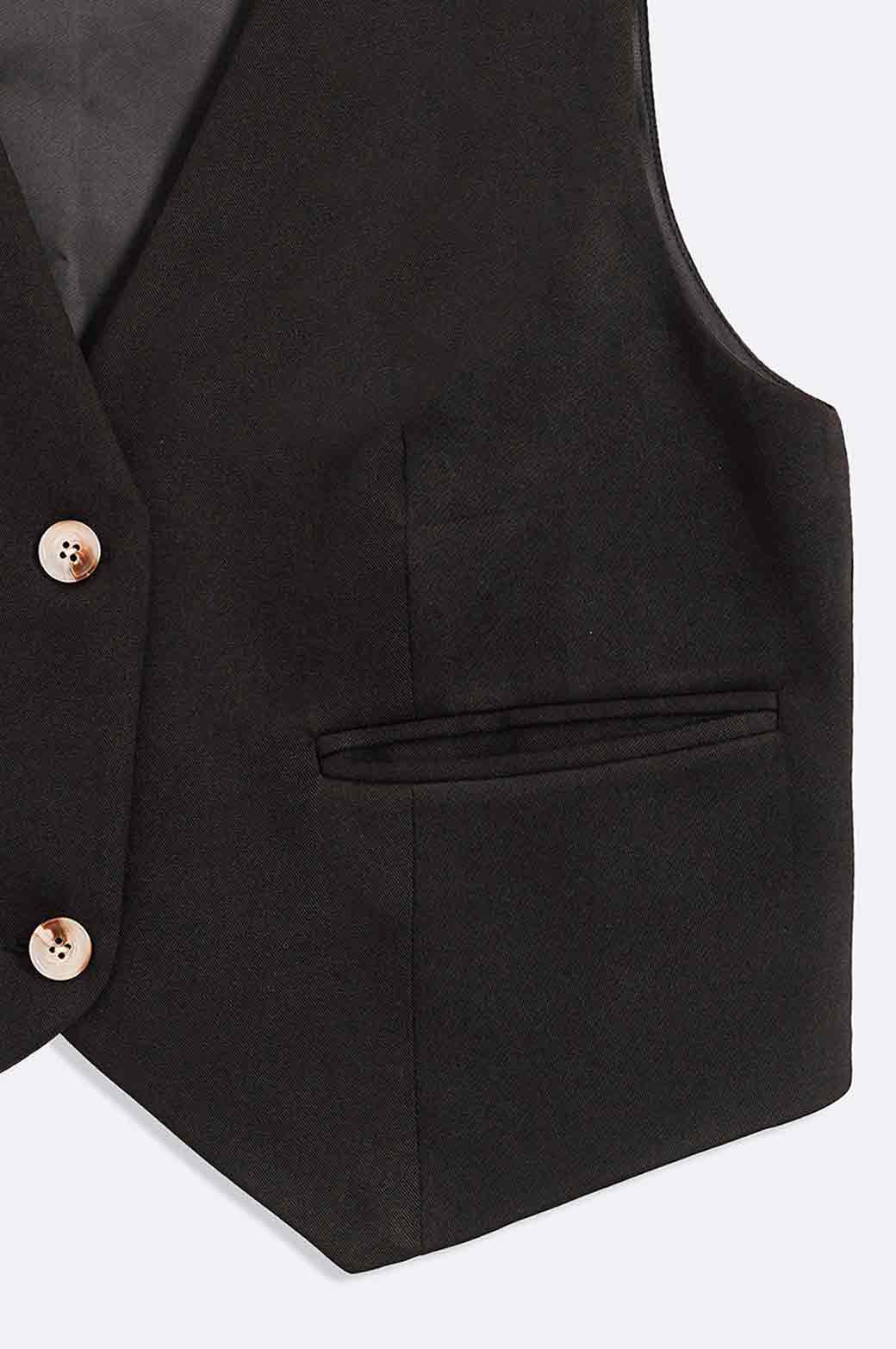 BLACK WAISTCOAT WITH POCKETS