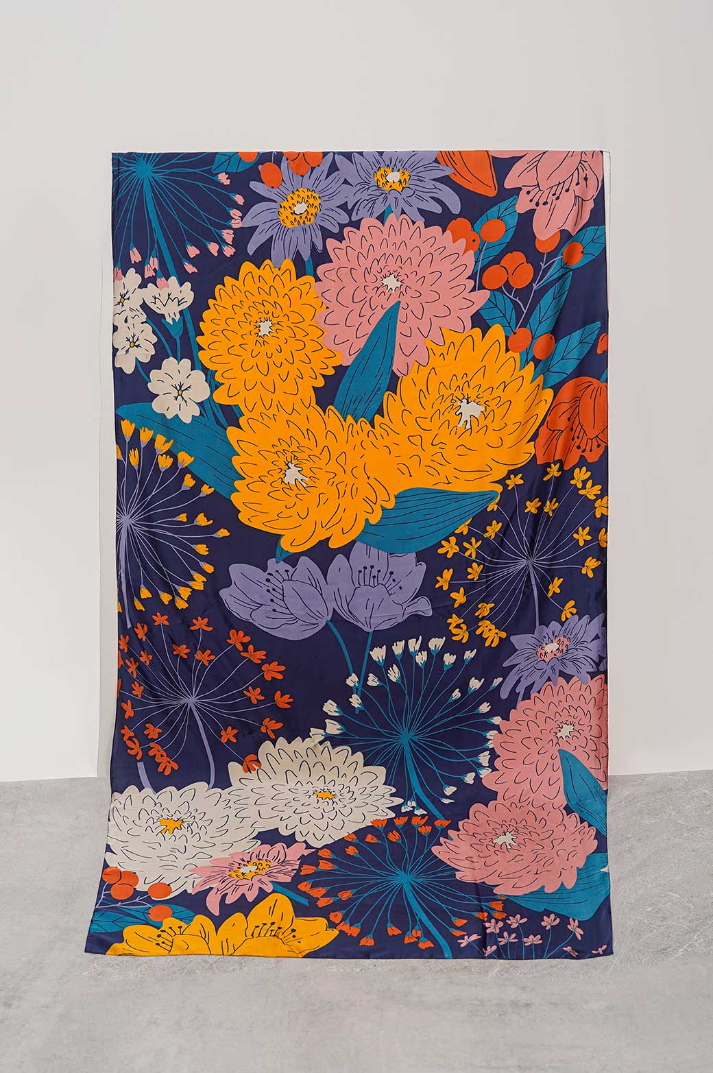 BLUE FLORAL PRINTED SCARF