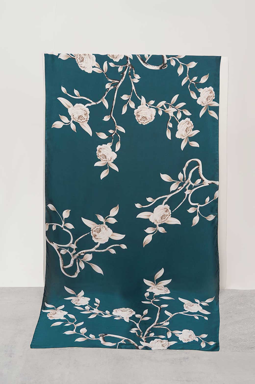 TEAL FLORA PRINTED SCARF
