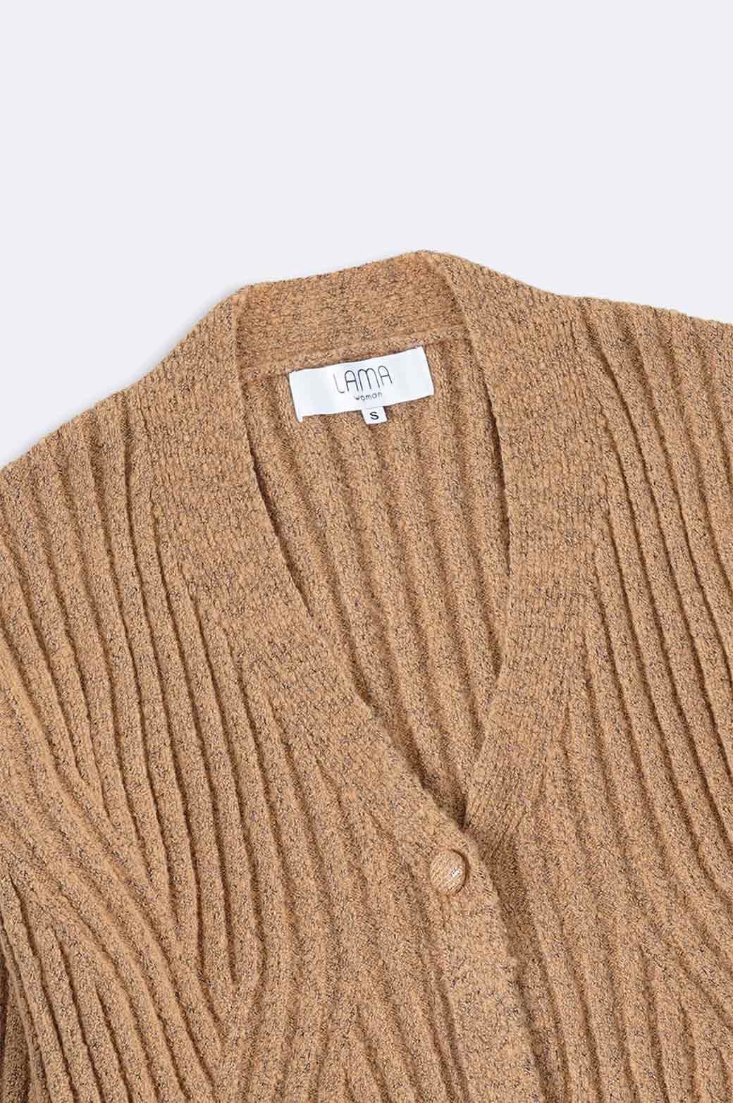 COFFEE RIBBED CARDIGAN