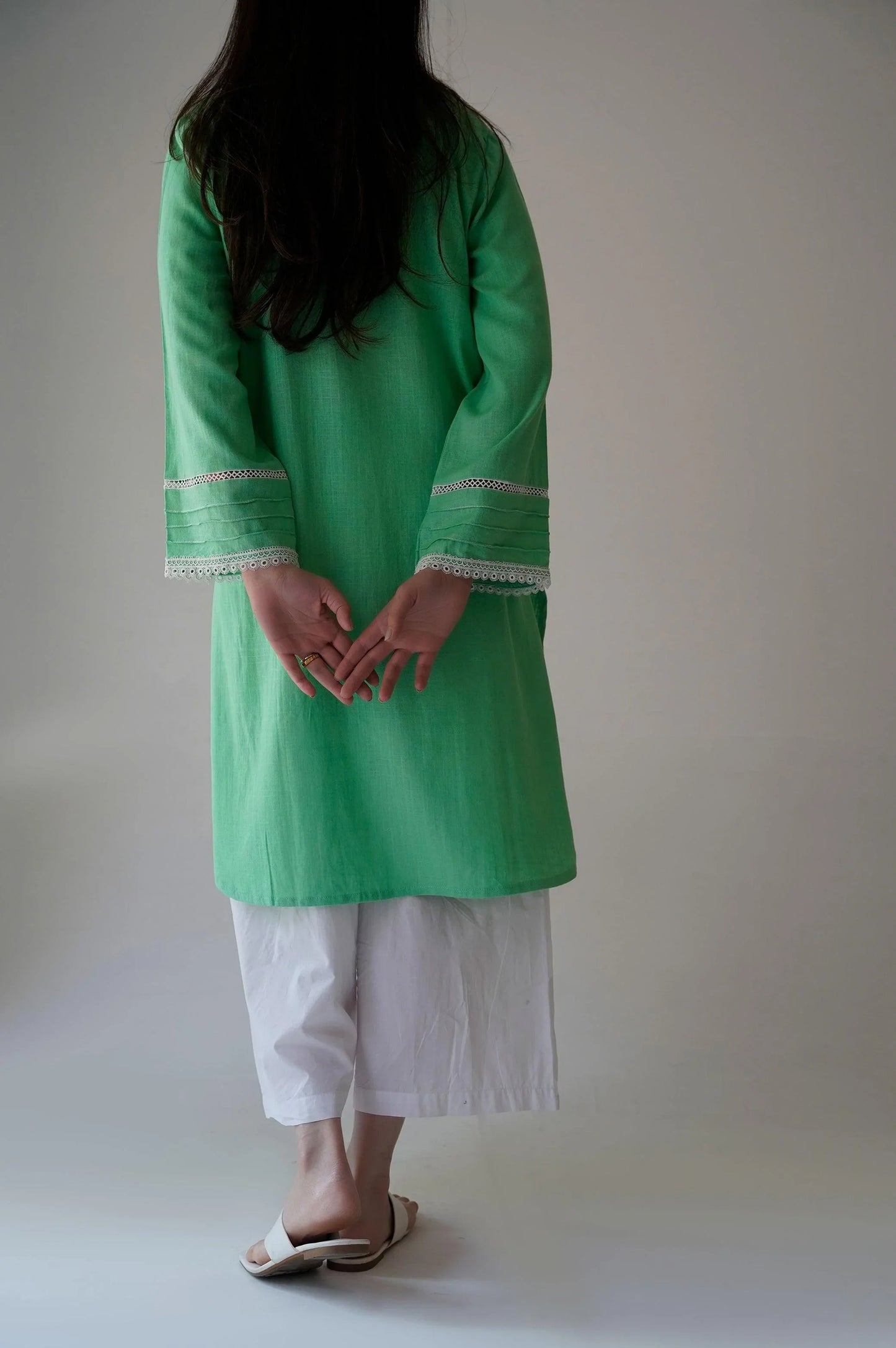 JADE LINEN KURTA - WOMAN TOPS