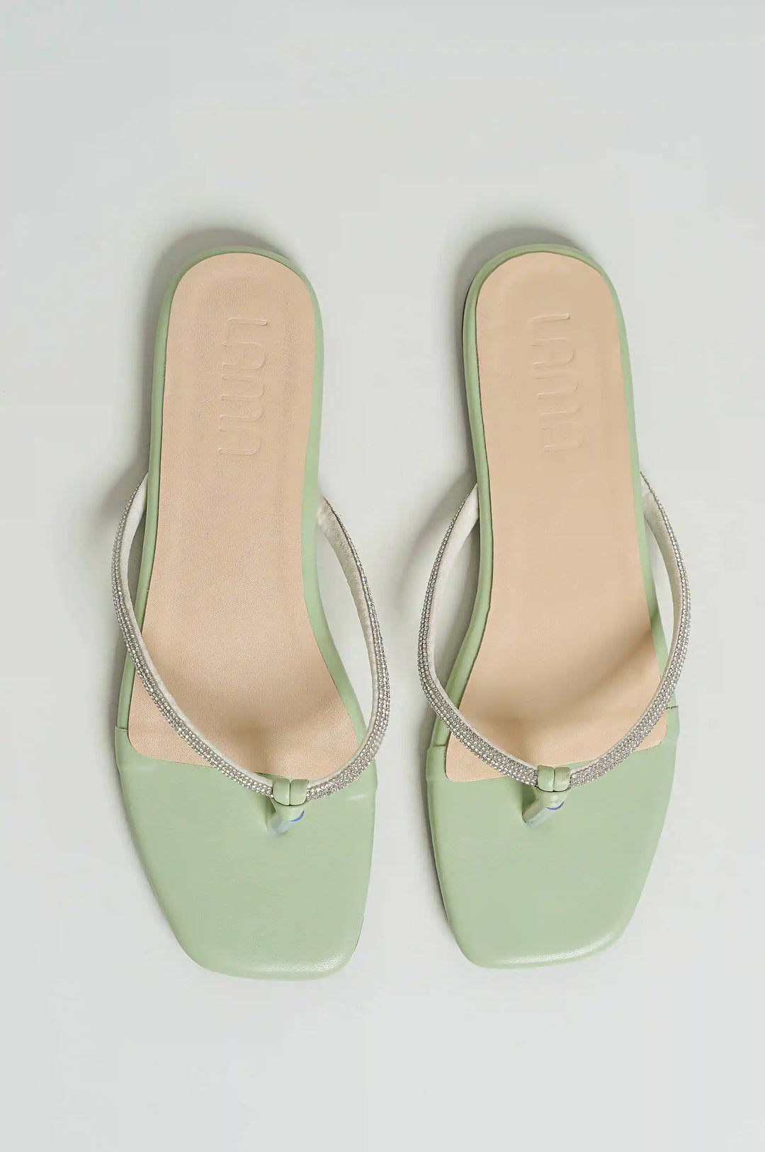 GREEN RHINESTONE FLIP FLOPS