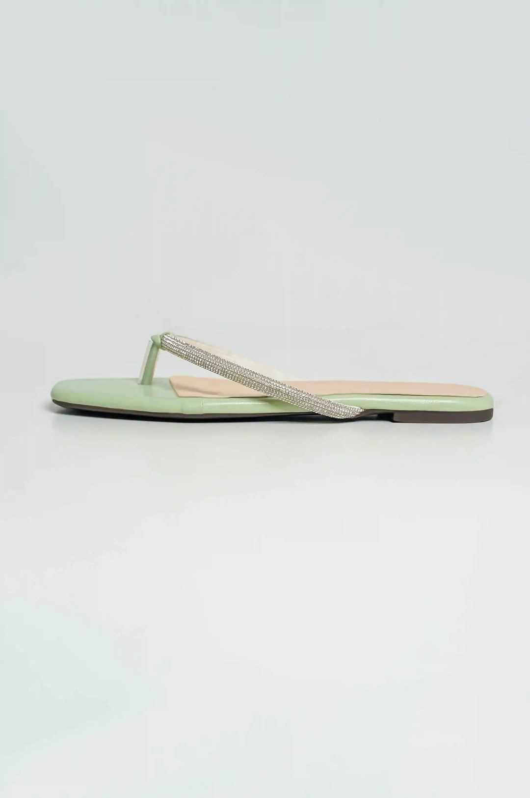 GREEN RHINESTONE FLIP FLOPS