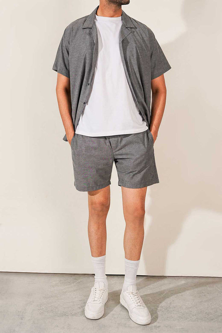 CHARCOAL LAMA EMBLEM CHAMBREY SHORTS