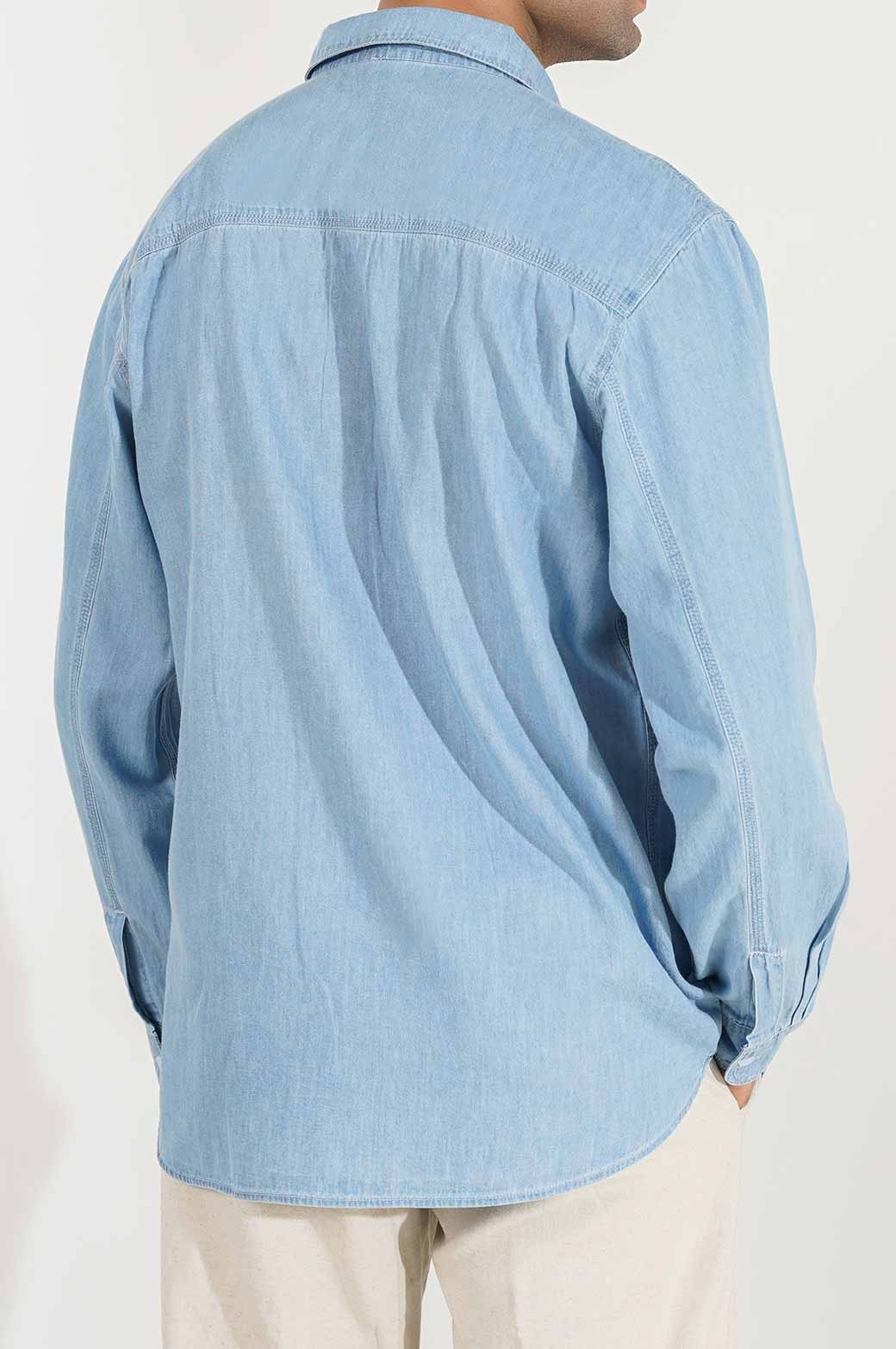 LIGHT BLUE DENIM SHIRT WITH PATCH POCKETS