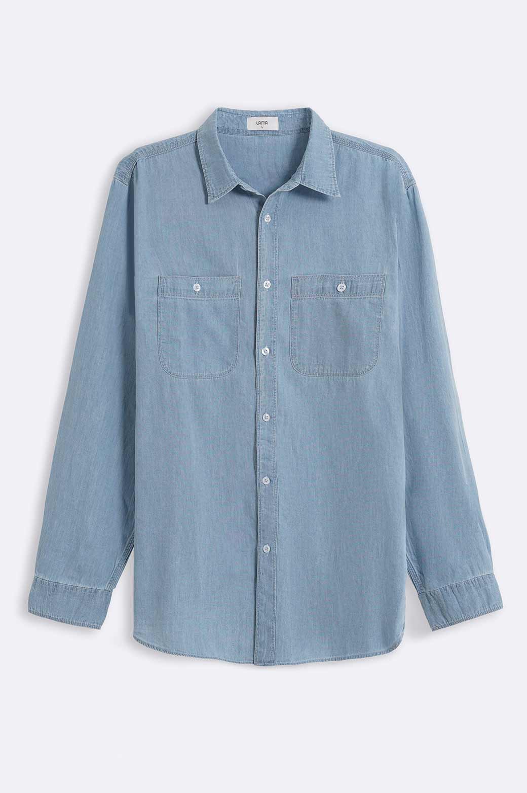 LIGHT BLUE DENIM SHIRT WITH PATCH POCKETS