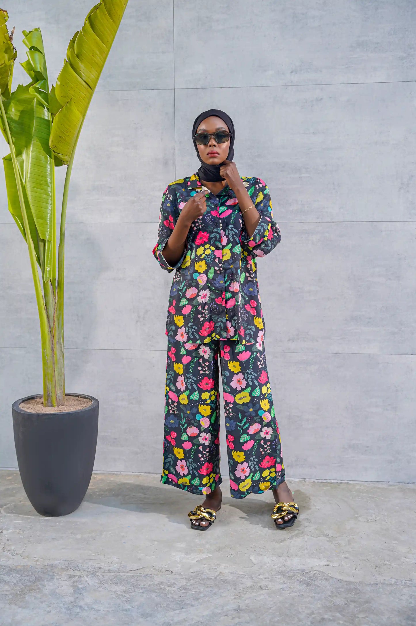 Black Floral Printed Shirt
