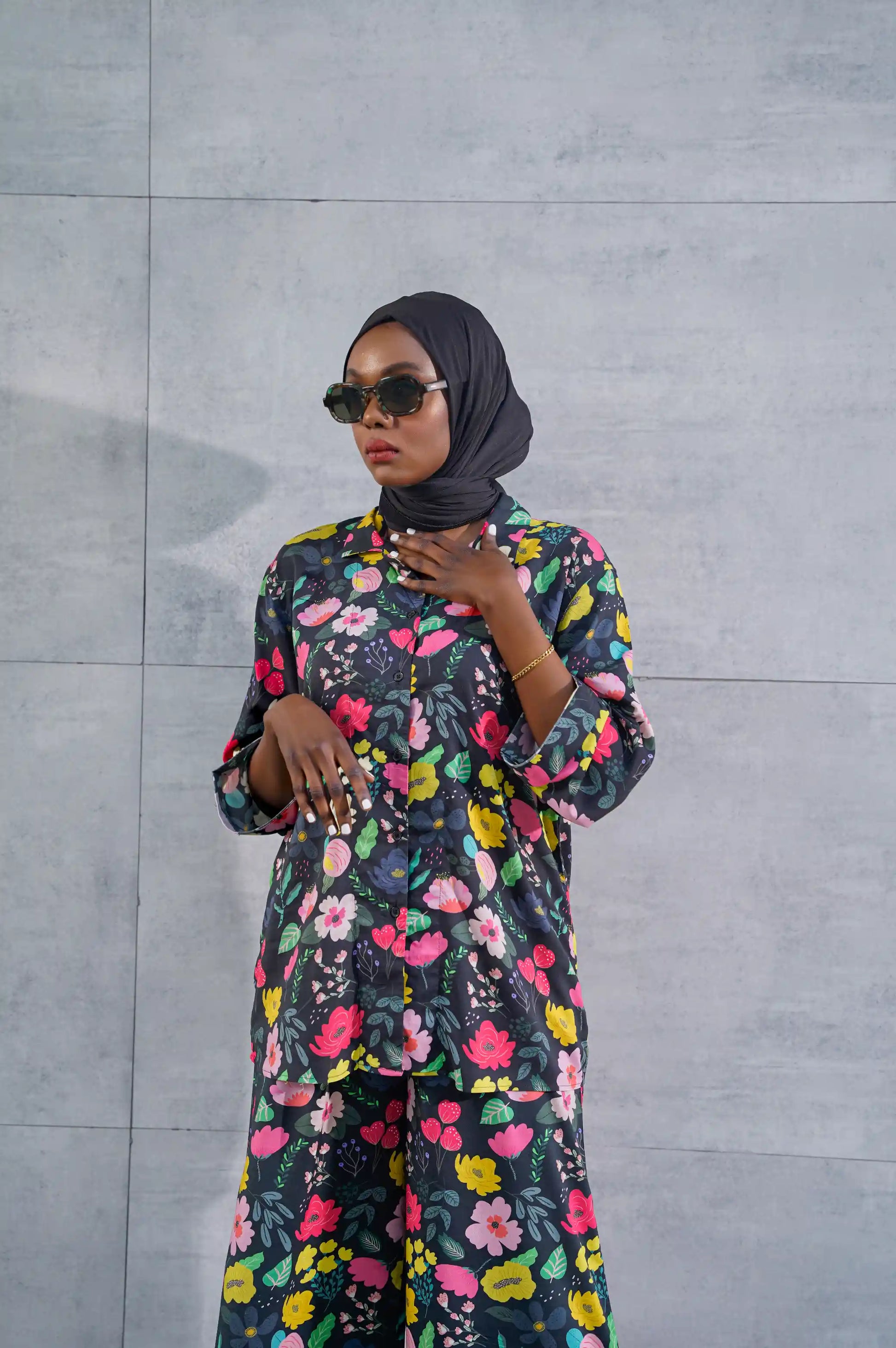 Black Floral Printed Shirt