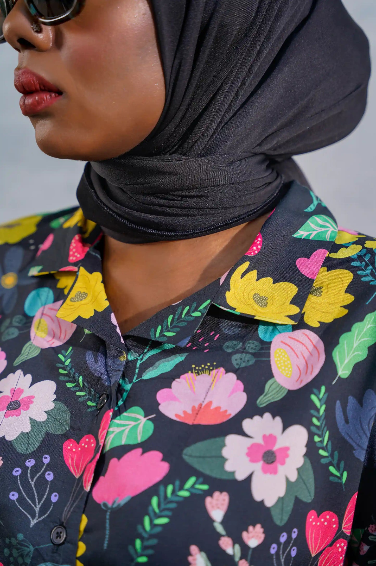 Black Floral Printed Shirt