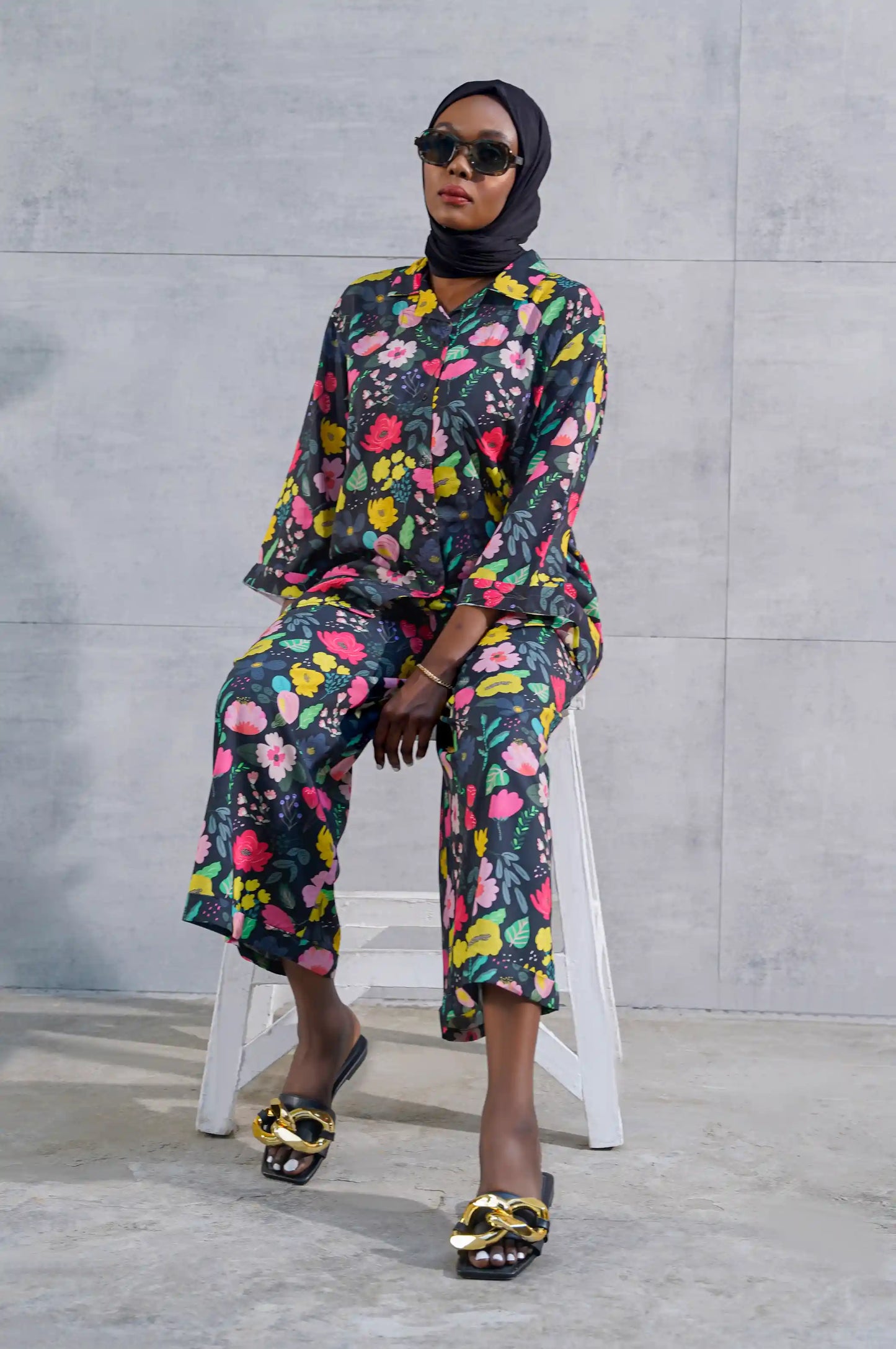 Black Floral Printed Shirt