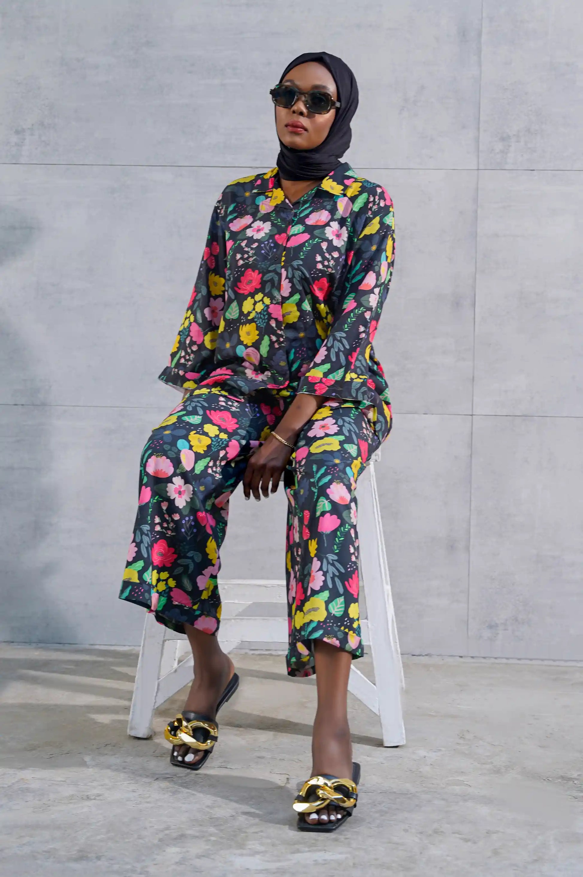 Black Floral Printed Shirt