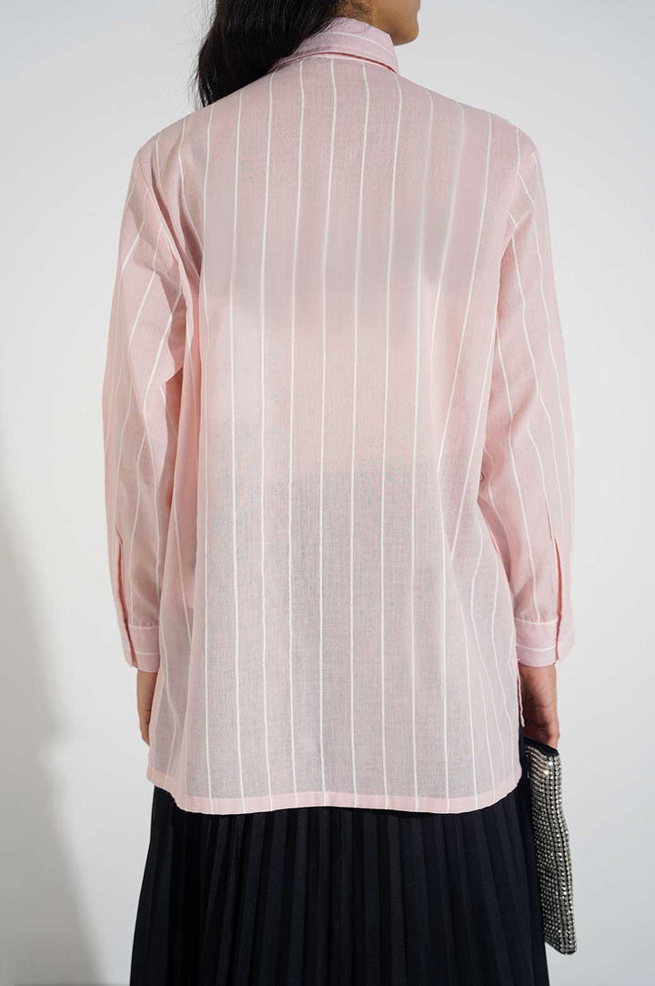 PINK STRIPED BUTTON DOWN SHIRT