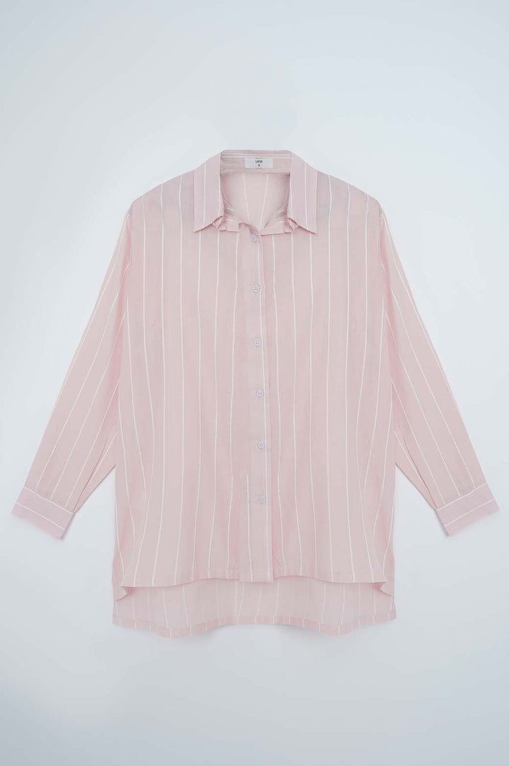 PINK STRIPED BUTTON DOWN SHIRT