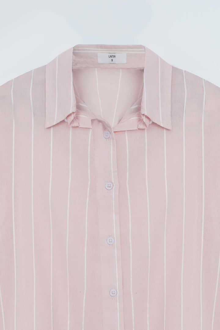 PINK STRIPED BUTTON DOWN SHIRT