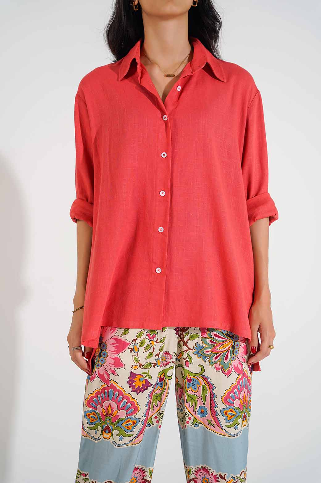 CORAL EVERYDAY BUTTON DOWN SHIRT