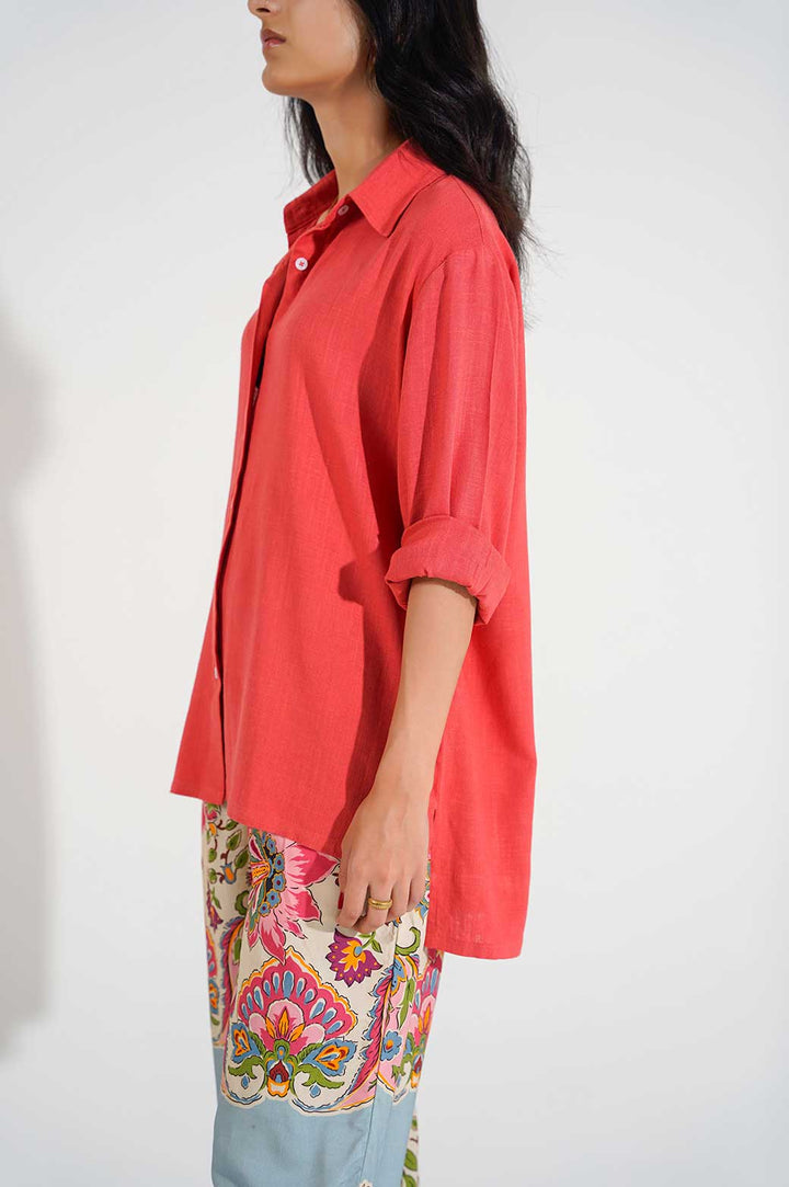CORAL EVERYDAY BUTTON DOWN SHIRT