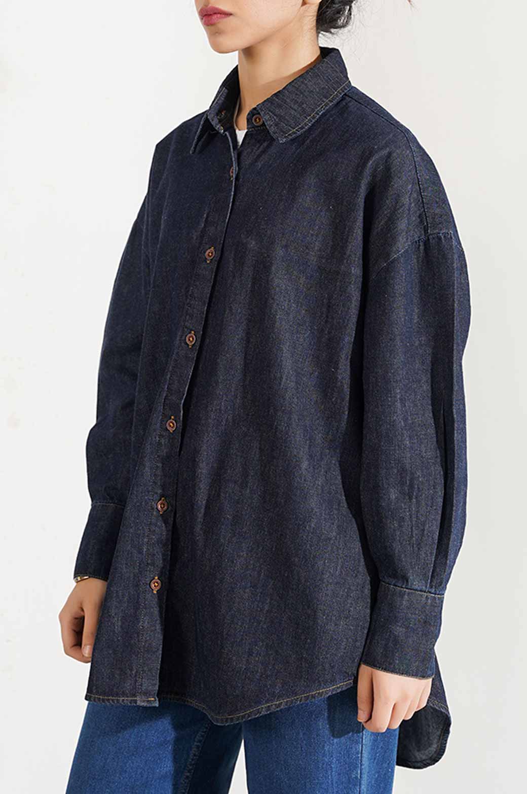 DARK BLUE DENIM BUTTON DOWN SHIRT