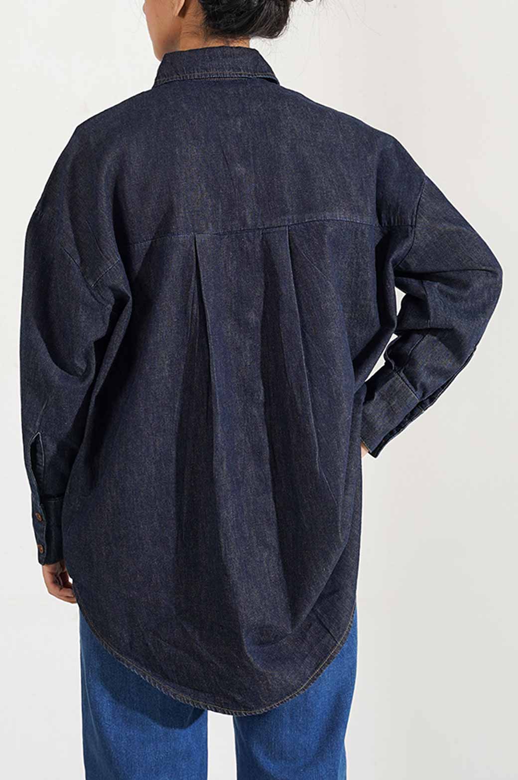 DARK BLUE DENIM BUTTON DOWN SHIRT