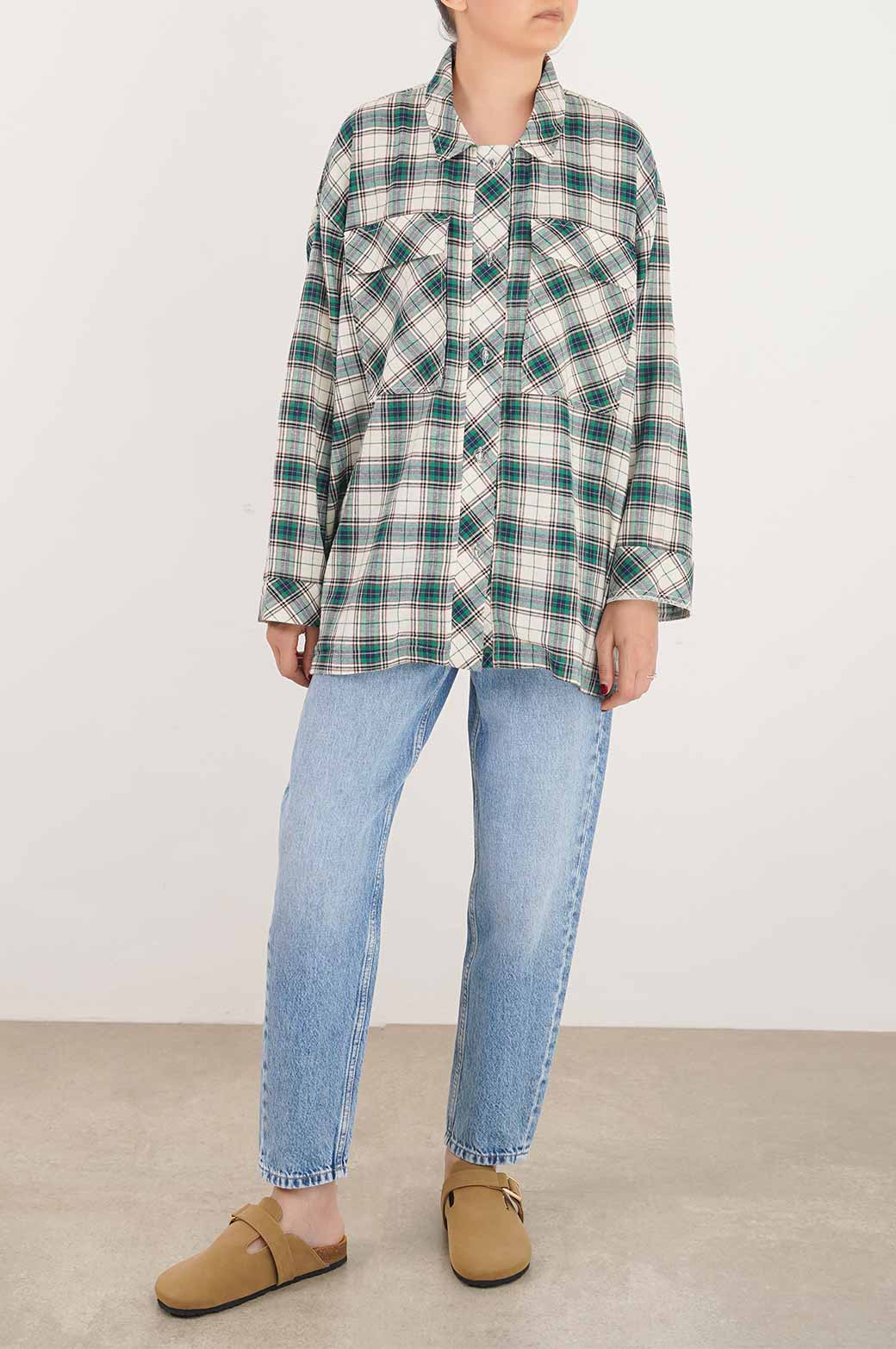 GREEN PLAID SHIRT SHACKET