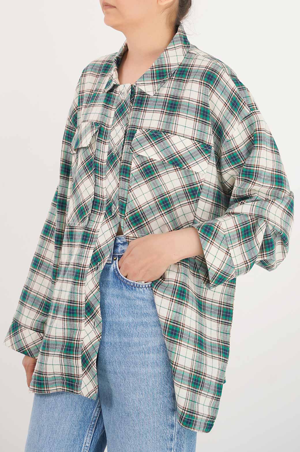 GREEN PLAID SHIRT SHACKET