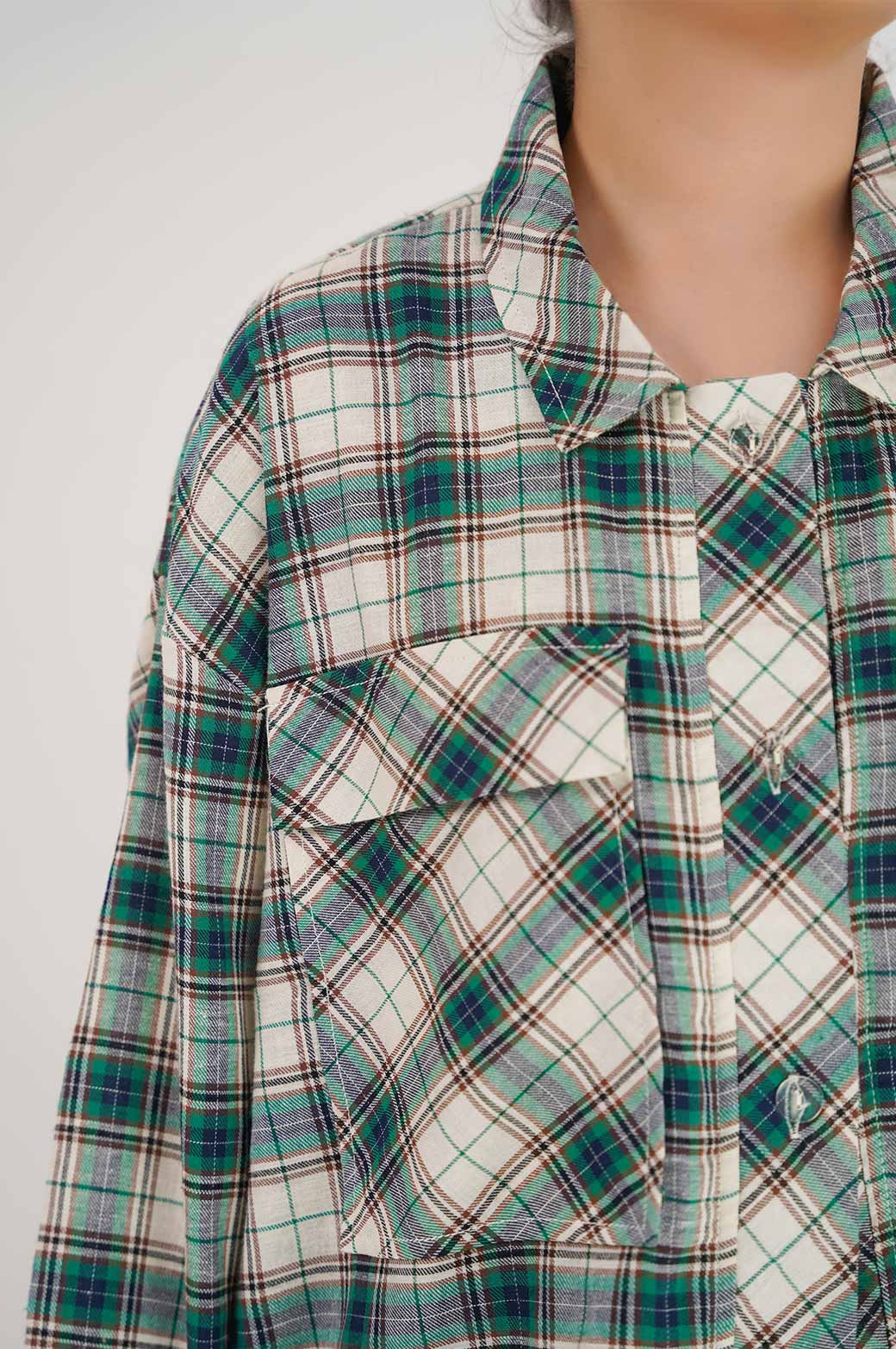 GREEN PLAID SHIRT SHACKET
