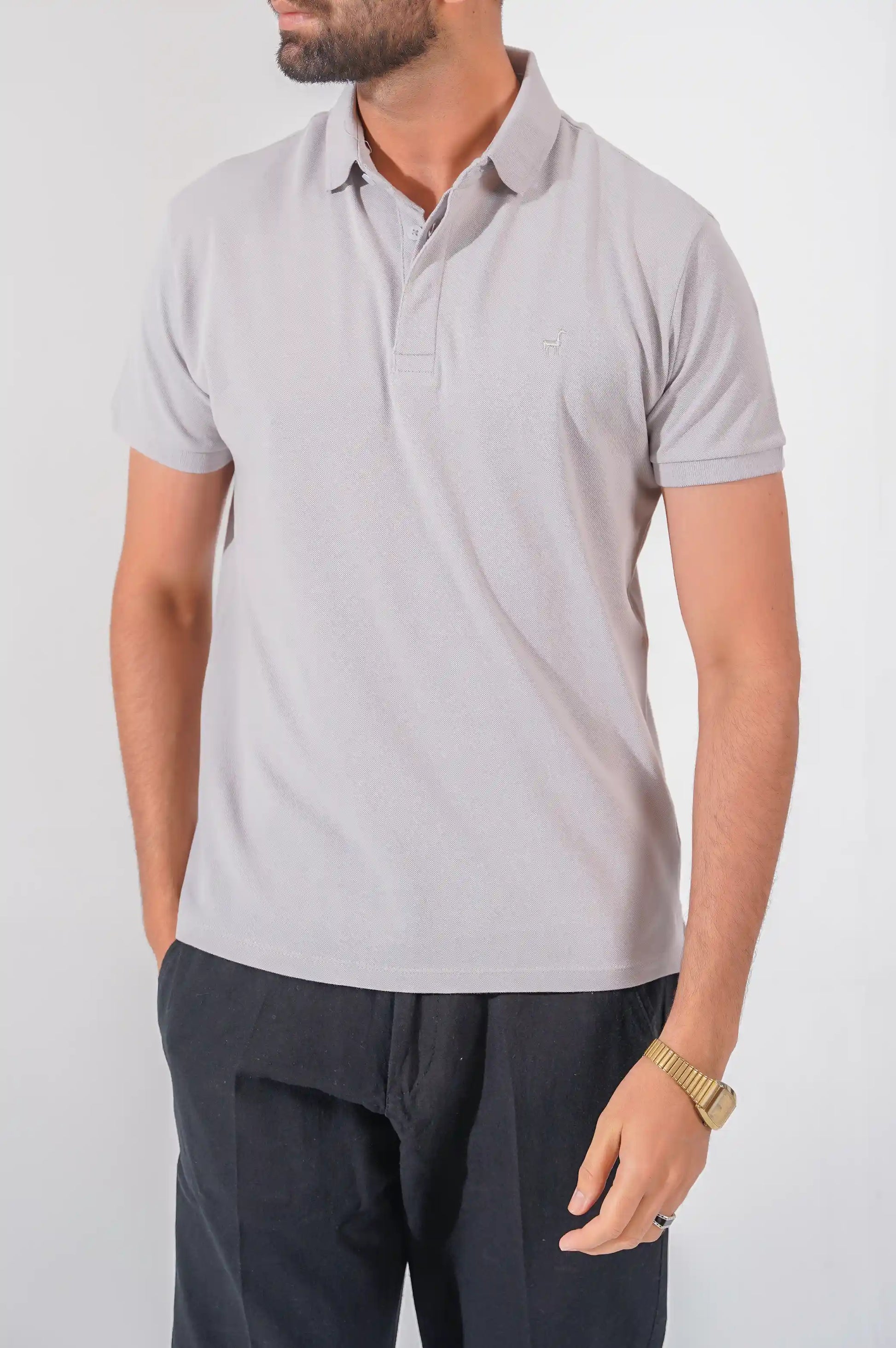 SLATE GREY LAMA PERFORMANCE POLO