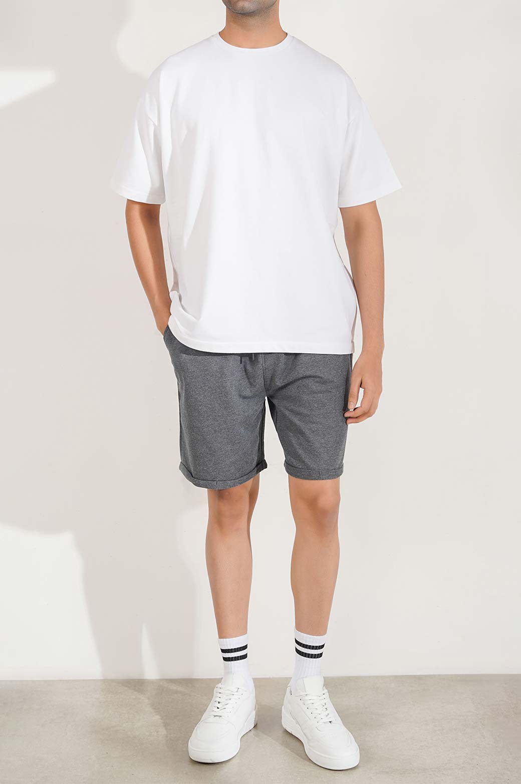 CHARCOAL DRAWSTRING SHROTS