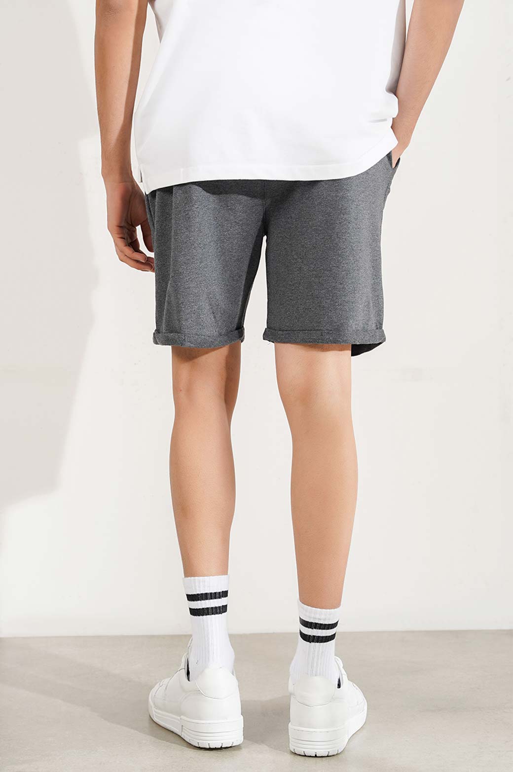 CHARCOAL DRAWSTRING SHROTS