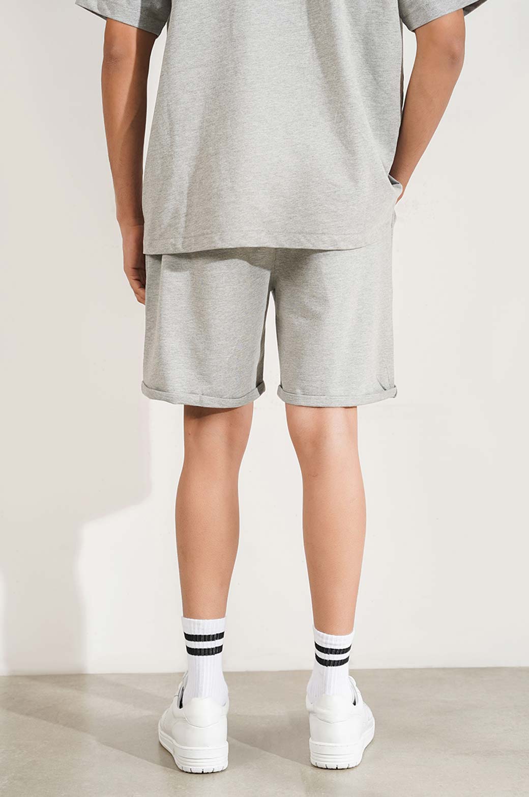 HEATHER GREY DRAWSTRING SHROTS