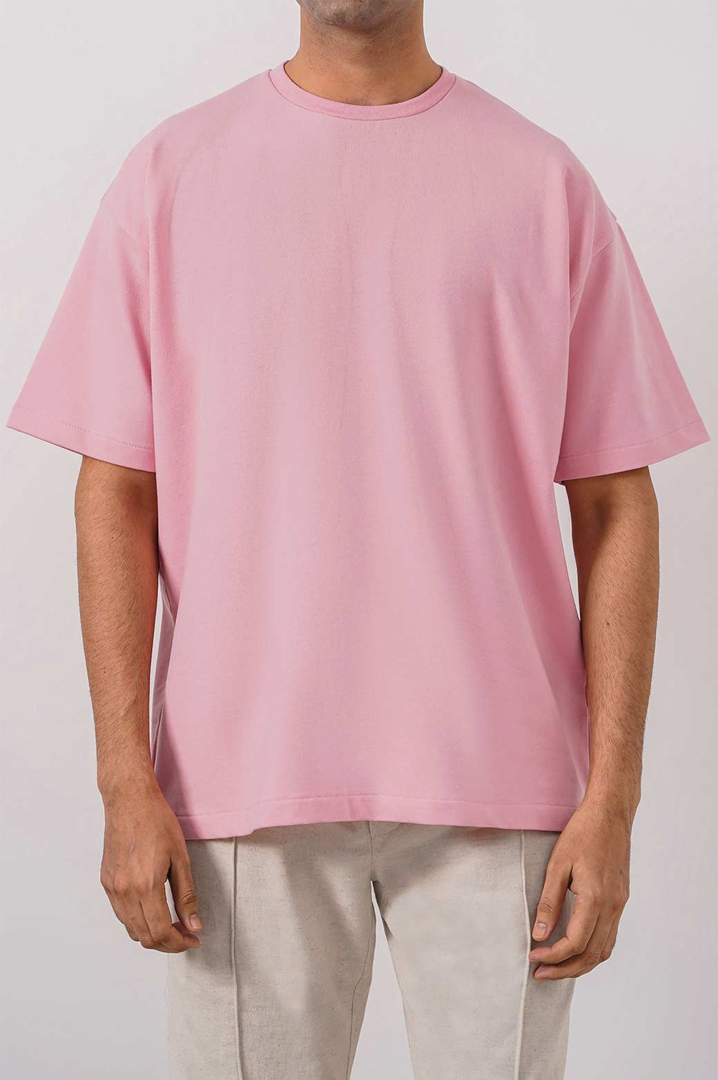 LIGHT PINK ROUND NECK T-SHIRT