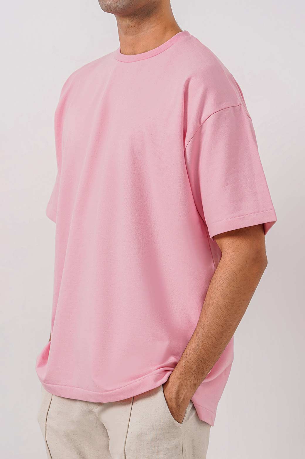 LIGHT PINK ROUND NECK T-SHIRT