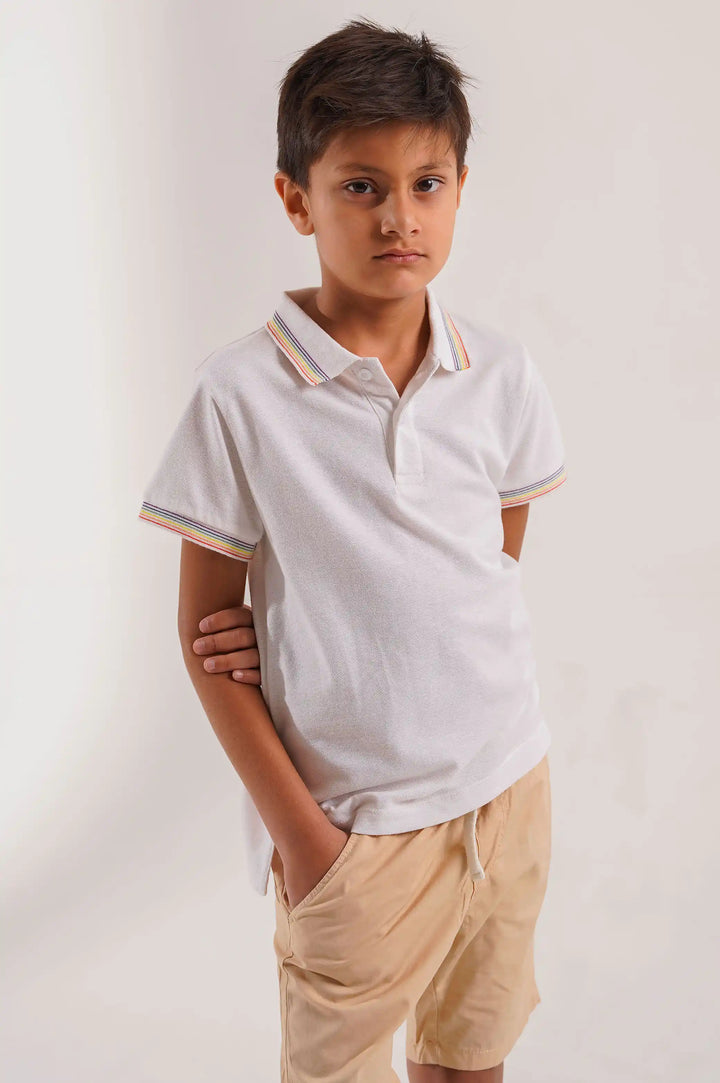 WHITE YOUNG BASIC POLO SHIRT