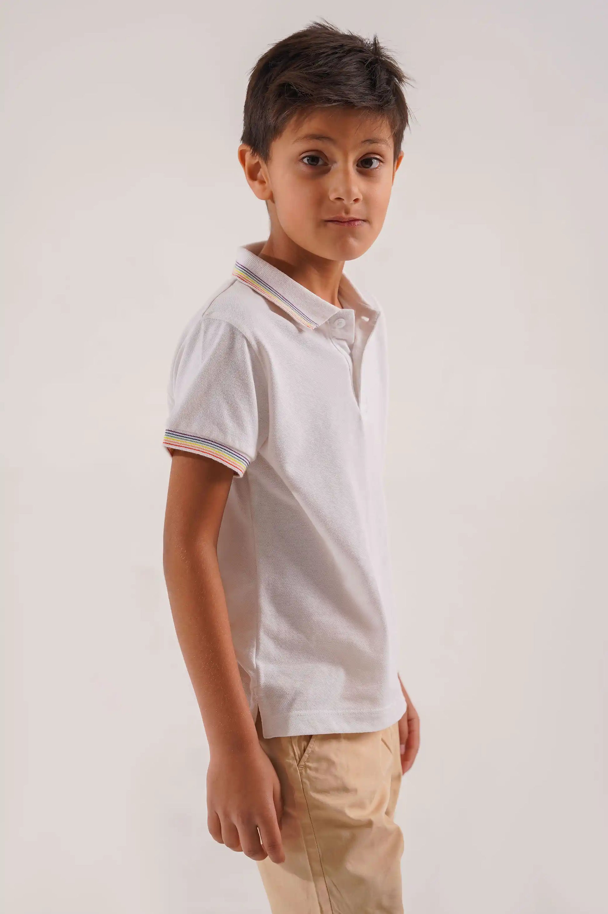 WHITE YOUNG BASIC POLO SHIRT