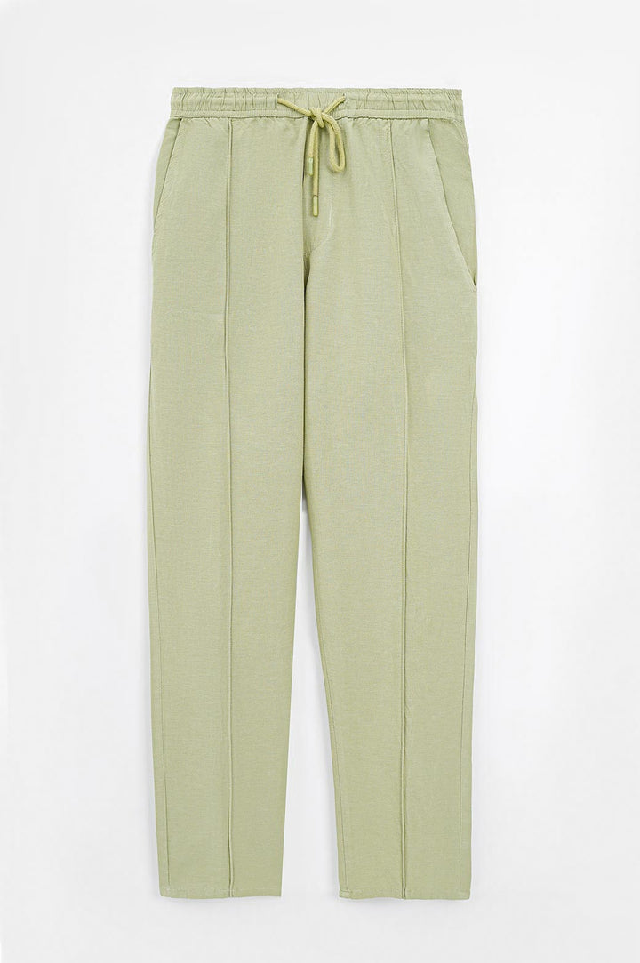 GREEN BASIC TAPERED PANTS