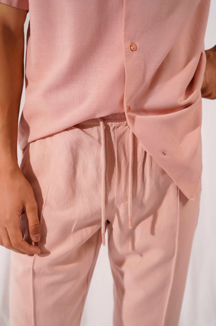 LIGHT PINK BASIC TAPERED PANTS