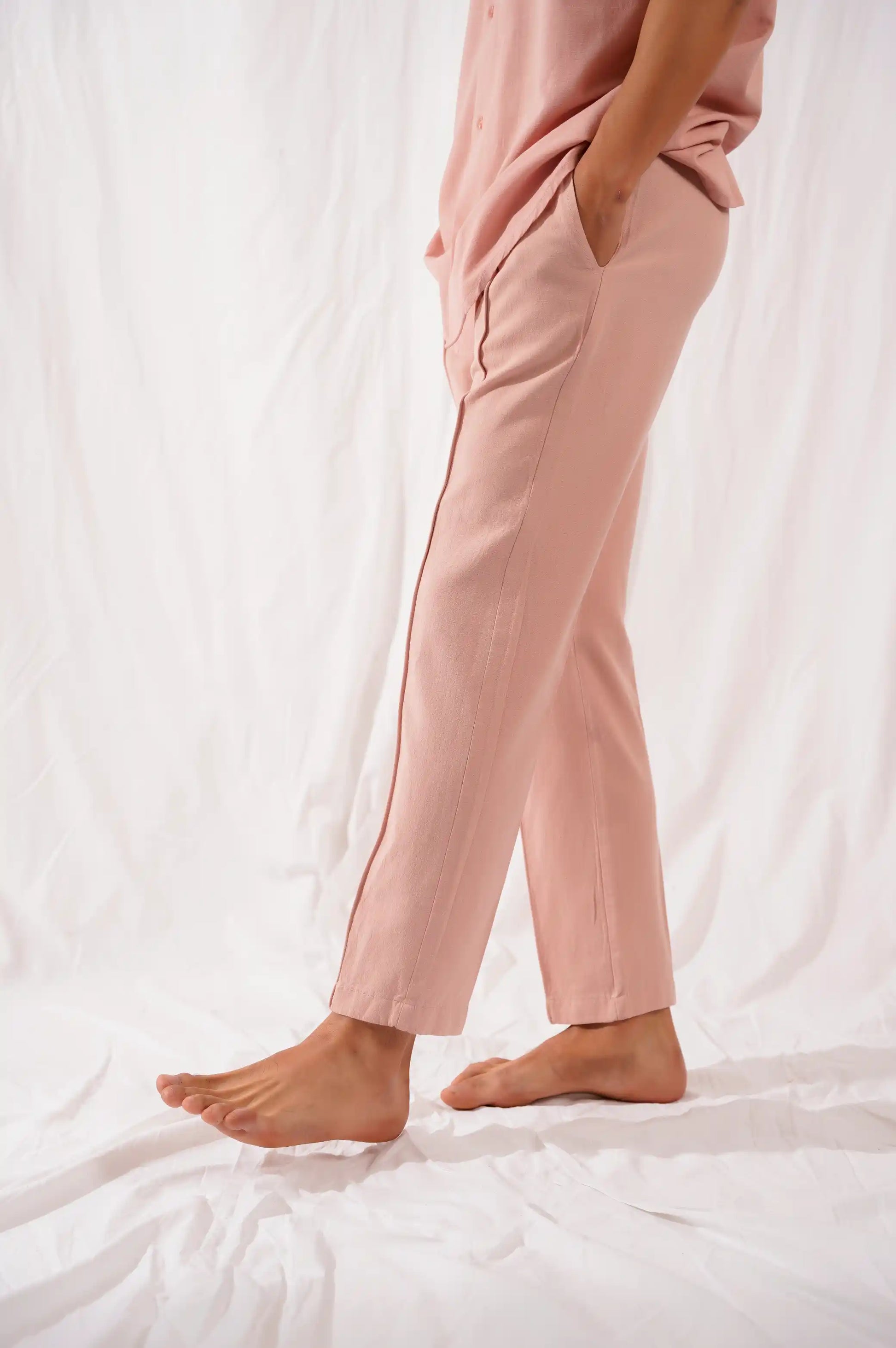 Tea Pink Linen Pants