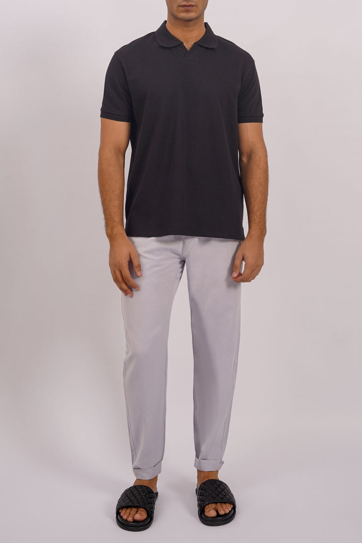 ICE BLUE LINEN TURN-UP PANTS