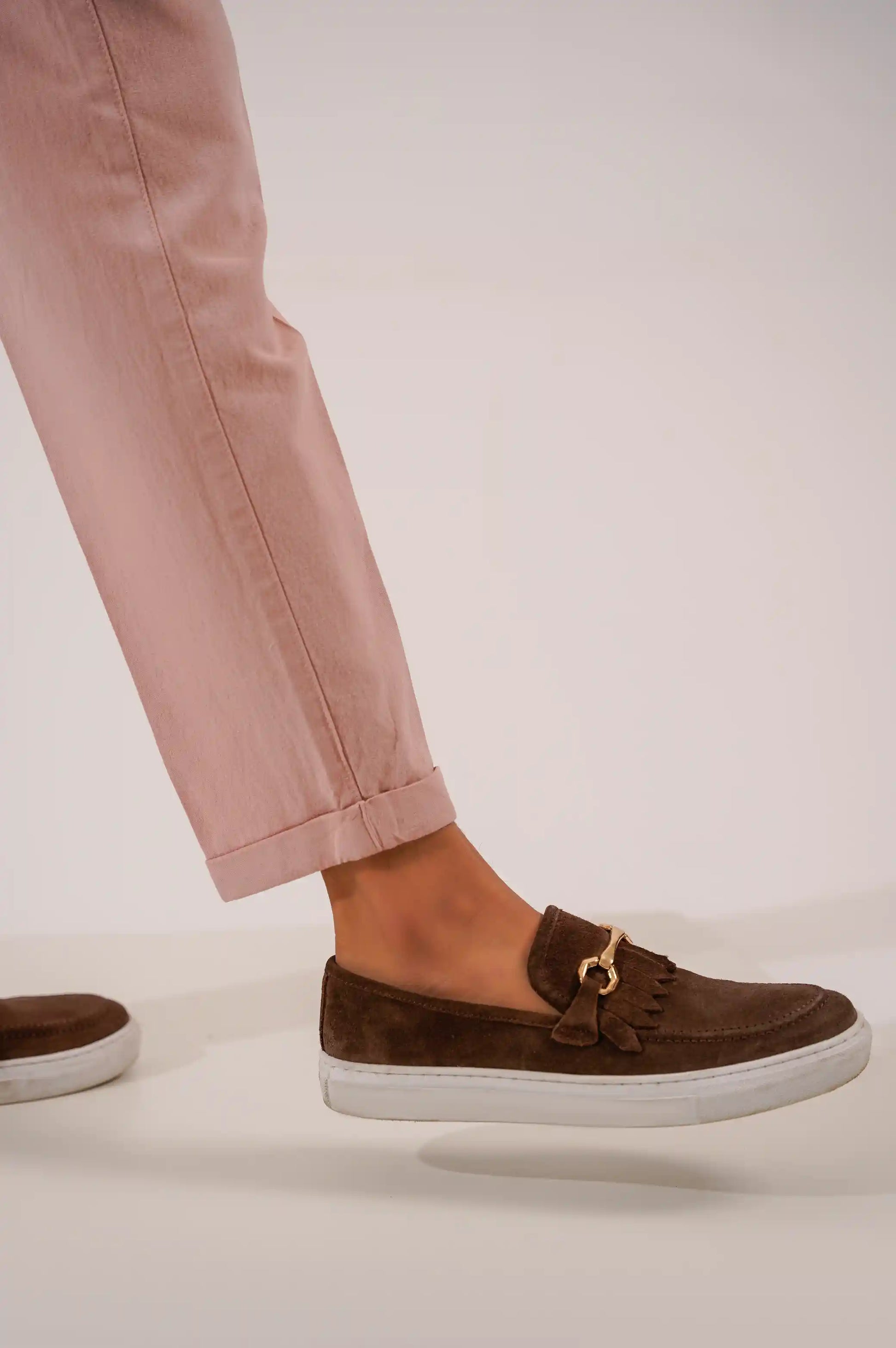 TEA PINK LINEN TURNUP PANTS
