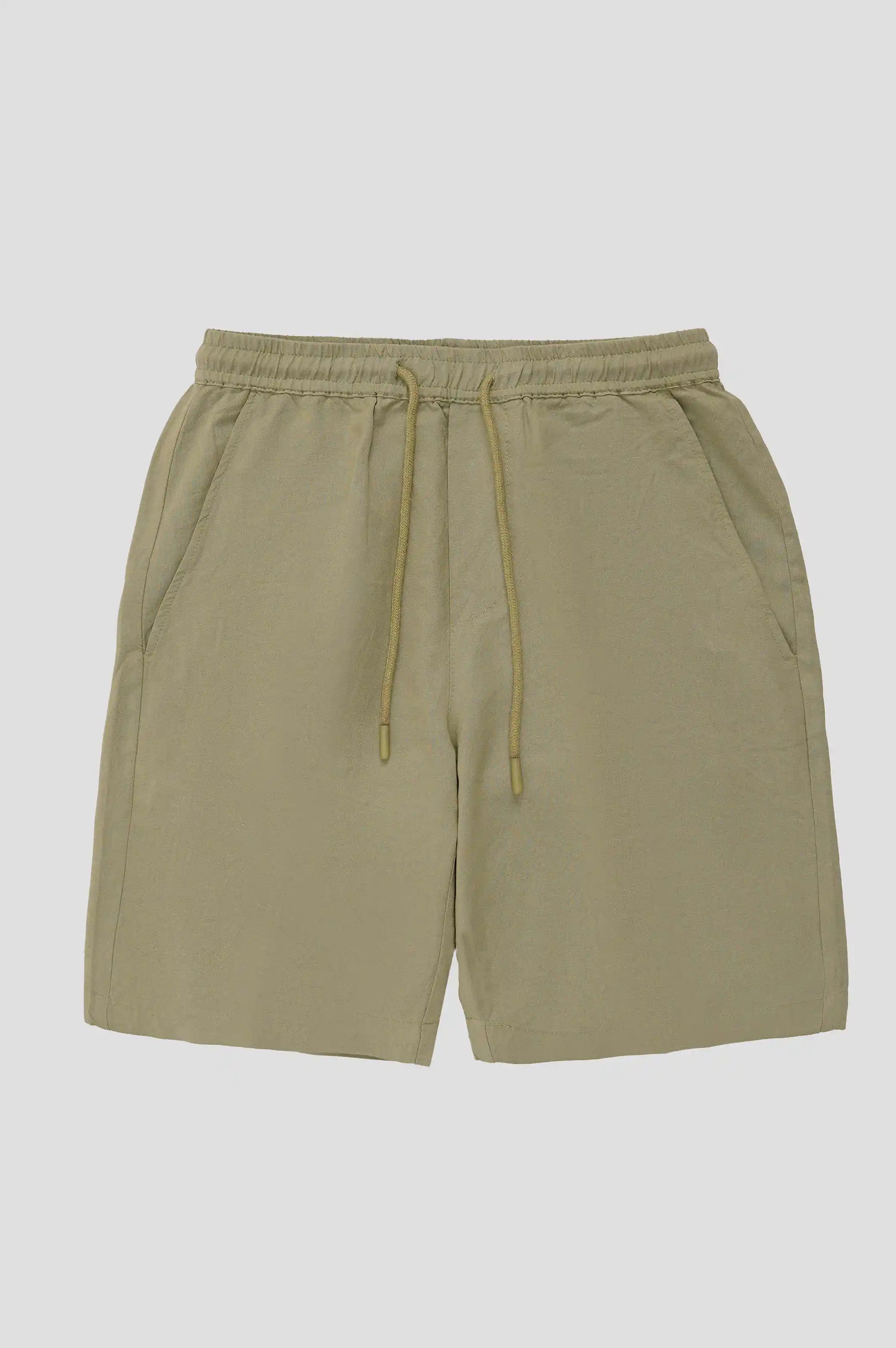 Sea green Linen Drawstring Shorts