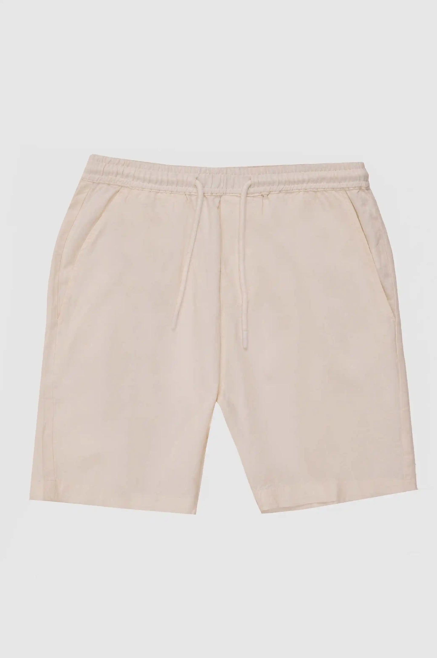 White Linen Drawstring Shorts