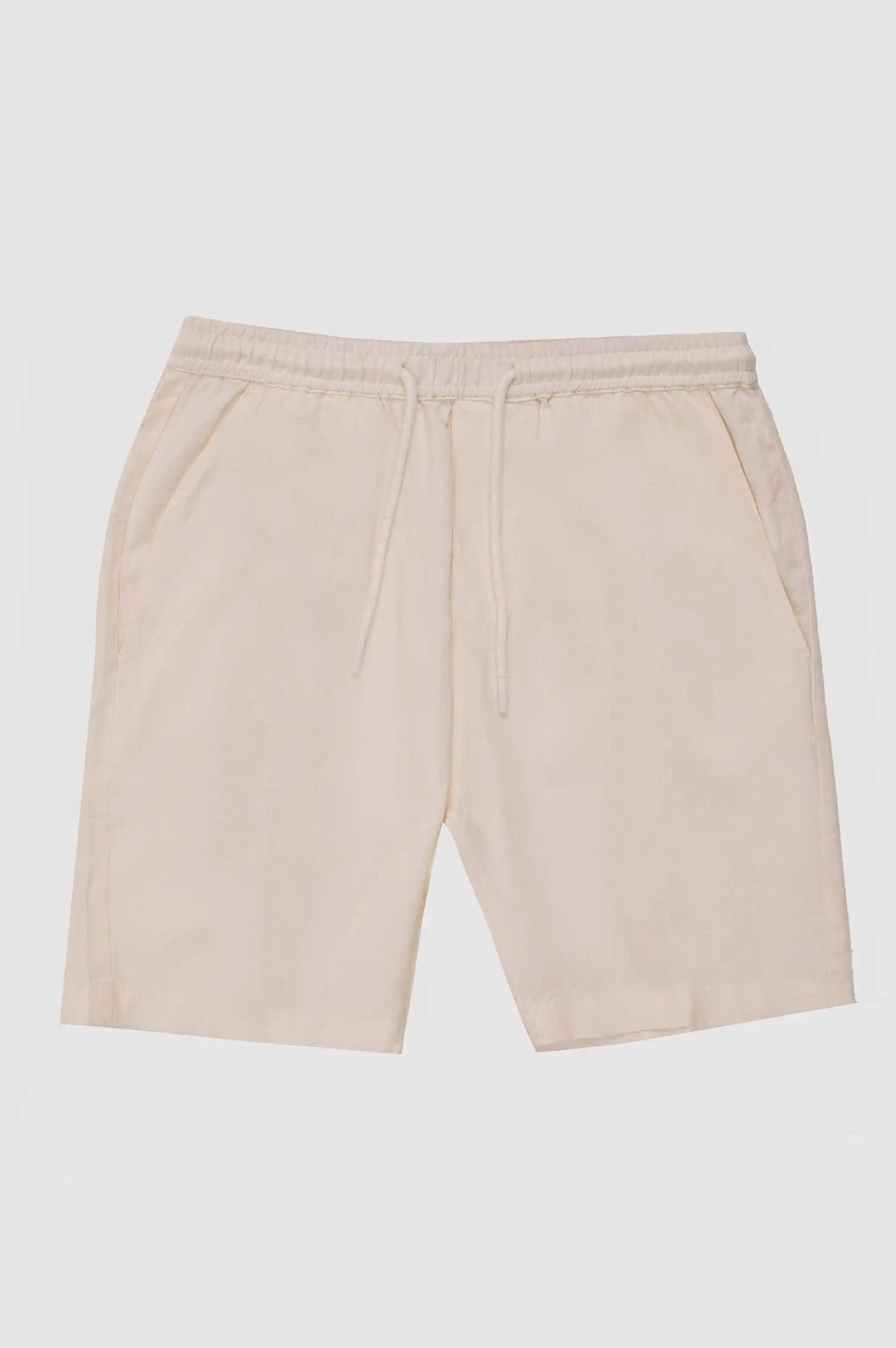 White Linen Drawstring Shorts