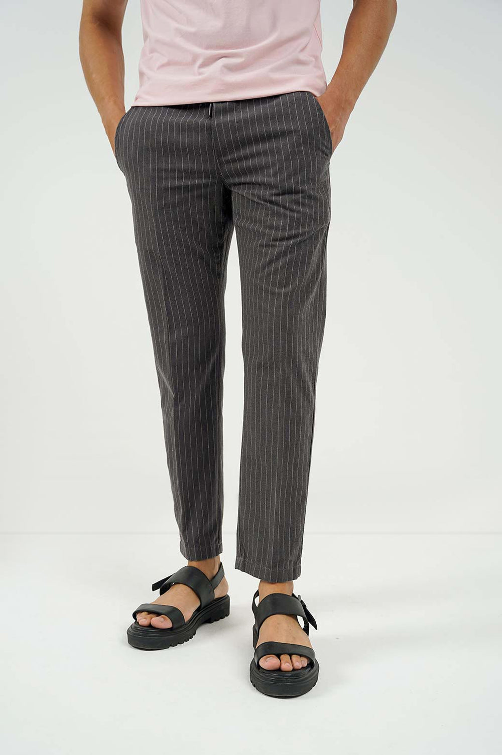 GREY PINSTRIPE PANTS