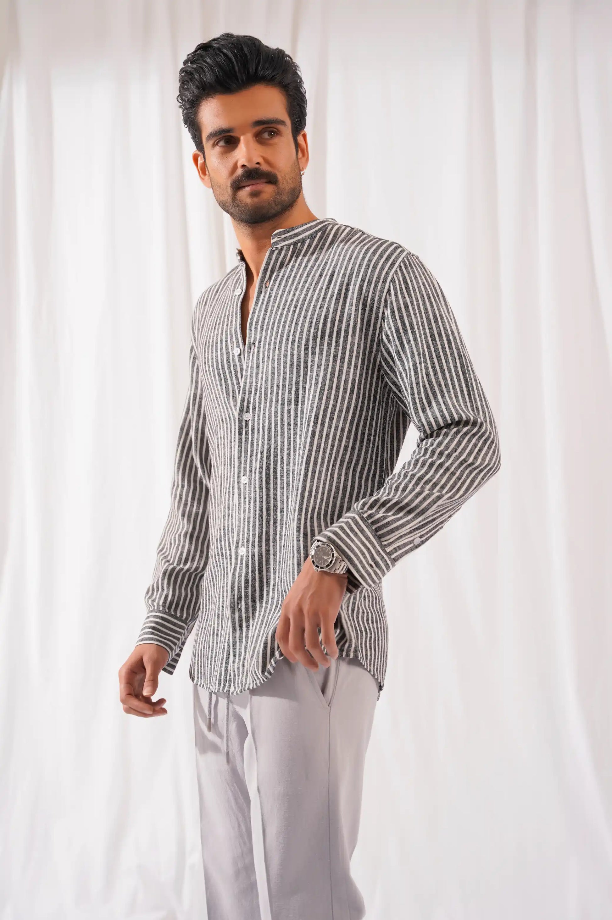 Black Striped button down shirt