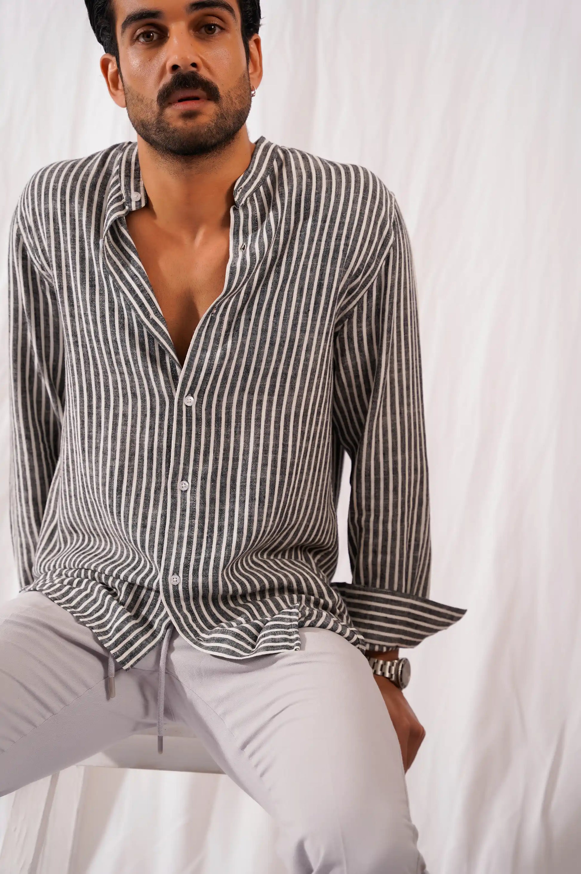Black Striped button down shirt