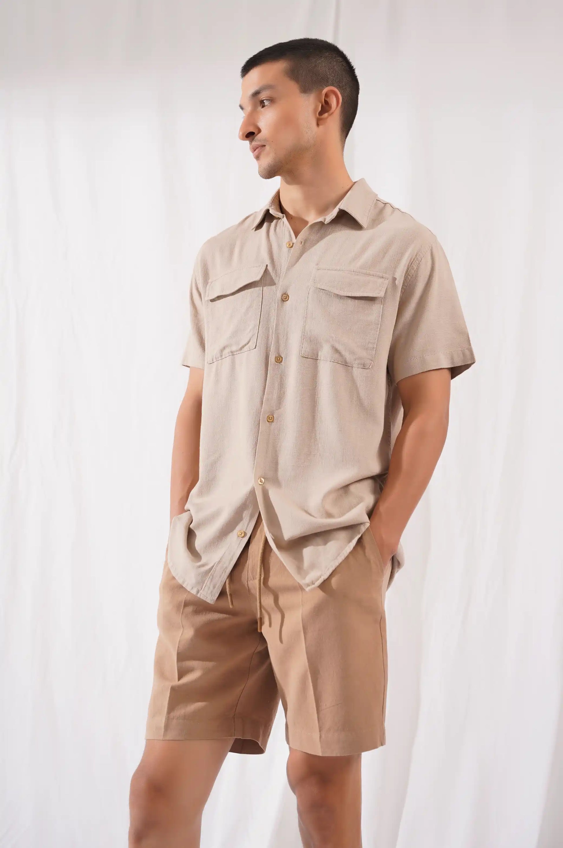 Beige Button Down Shirt