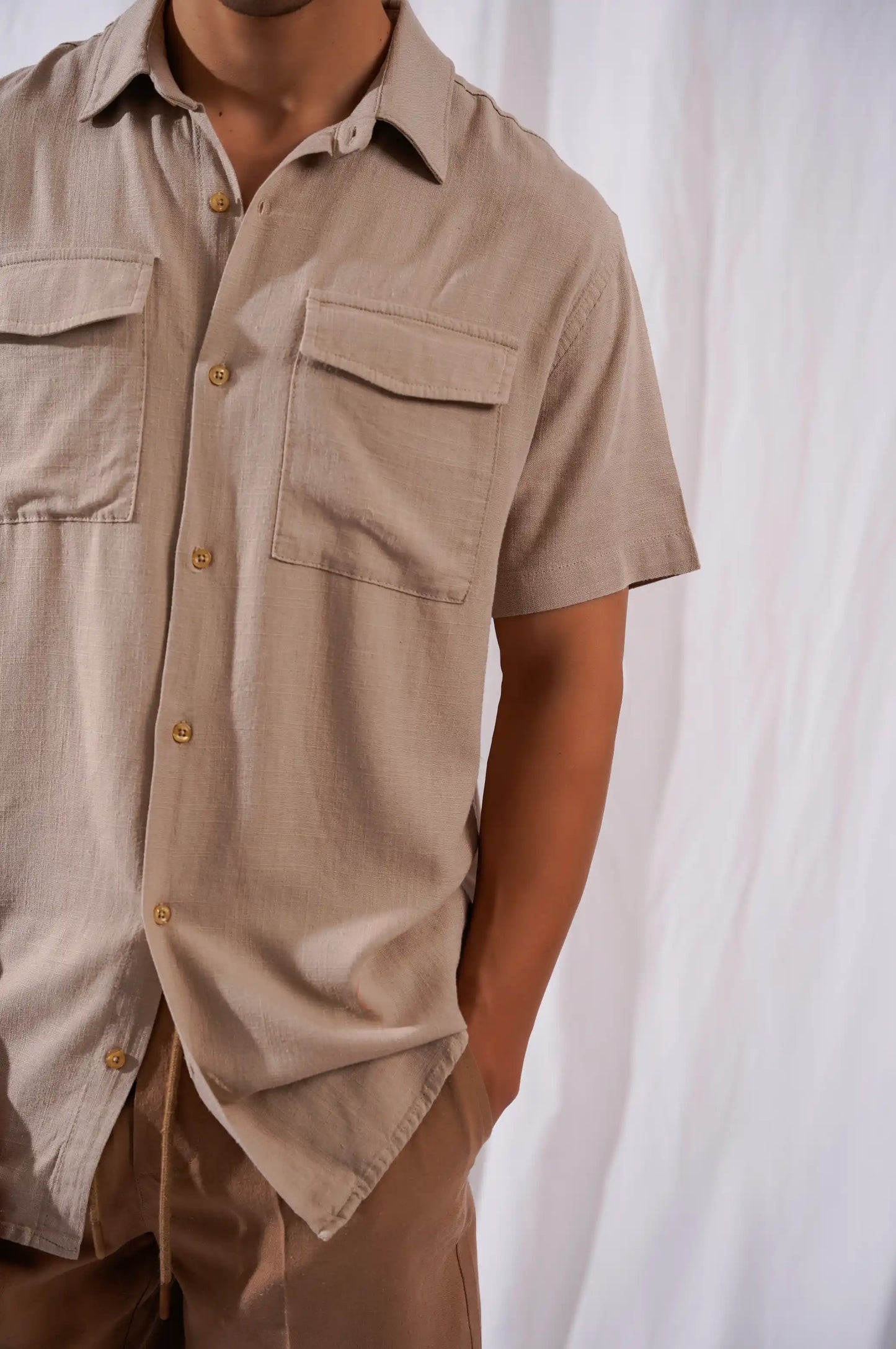 Beige Button Down Shirt